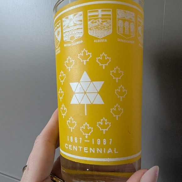 Yellow Canada Centennial Souvenir Glass - Picture 4 of 9